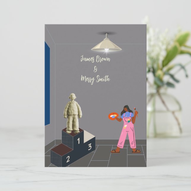 Von der Hochzeit der Liebe geformt Einladung (Stehend Vorderseite)