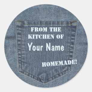 Von der Küche der Aufkleber-Blue Jeans-Tasche Runder Aufkleber