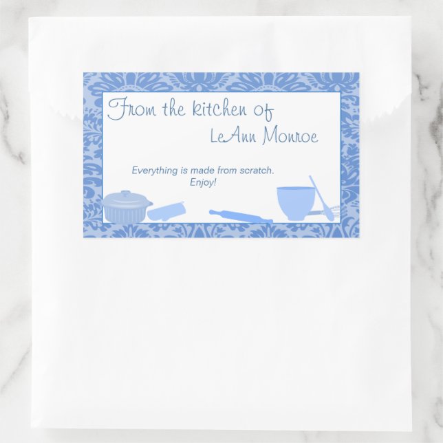 Von der Küche des Geschenketiketts in der Blues Rechteckiger Aufkleber (Tasche)