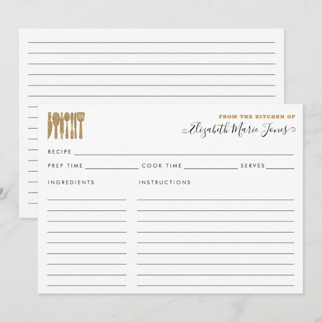 Von der Küche des Goldes Utensils Skriptrezeptur (Vorne/Hinten)