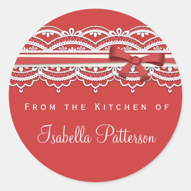 Von der Küche Vintage Spitzen Rot Sticker (Vorderseite)