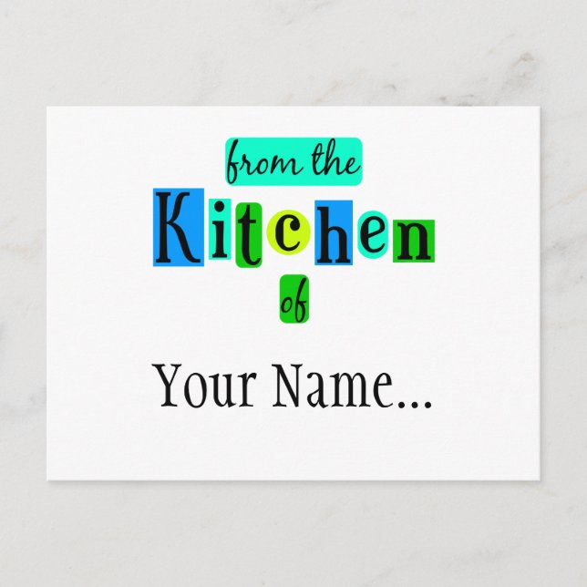 Von der Küche von Retro Blue Green Custom Postca Postkarte (Vorderseite)