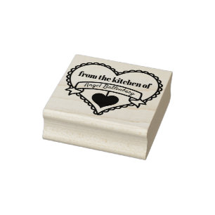 Von der Küche von .. Rustikales Herz Personalisie Gummistempel