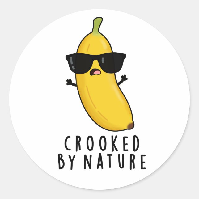 Von der Natur gekrönter Bananenpun Runder Aufkleber (Vorderseite)