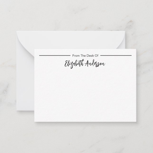Von der Schreibtisch mit elegantem Skriptnamen Mitteilungskarte (Vorderseite)