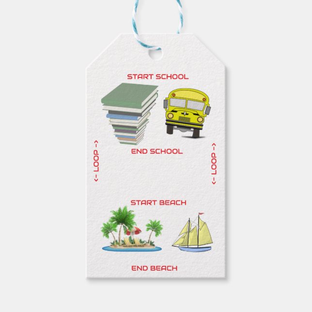 Von der Schule bis zum Strand Geschenkanhänger (Vorderseite)