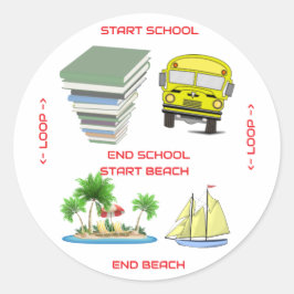 Von der Schule bis zum Strand Runder Aufkleber