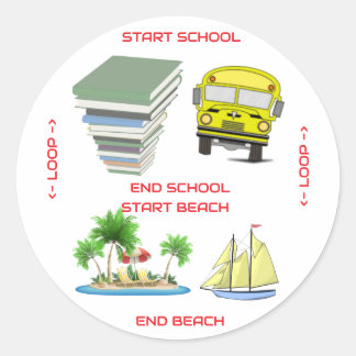 Von der Schule bis zum Strand Runder Aufkleber