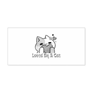 "Von einer Katze geliebt Kawaii Katze Selbstfärbes Permastempel