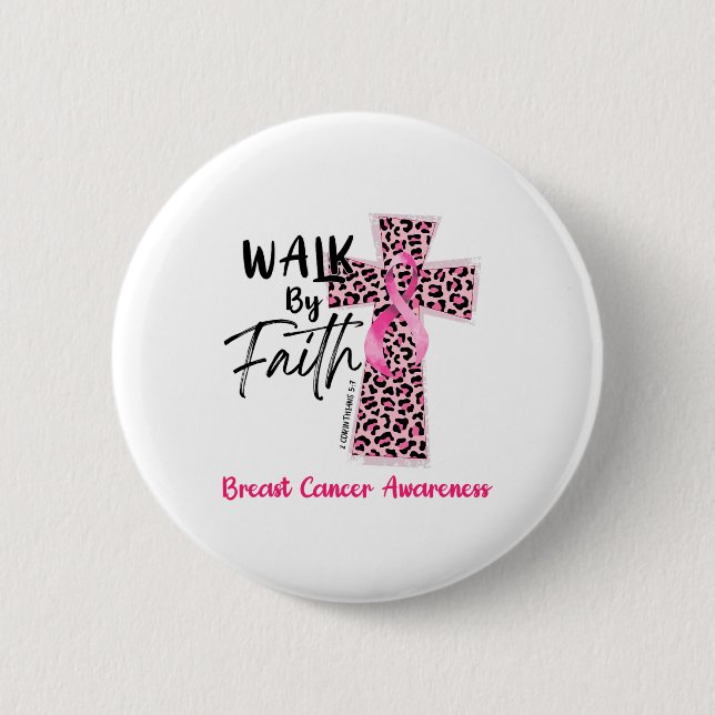 Von Faith Breast Cancer Awareness Christlich Jesus Button (Vorderseite)