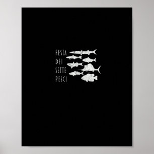 Von Fischen Italien T-Weihnachten Abend 7 Fische T Poster