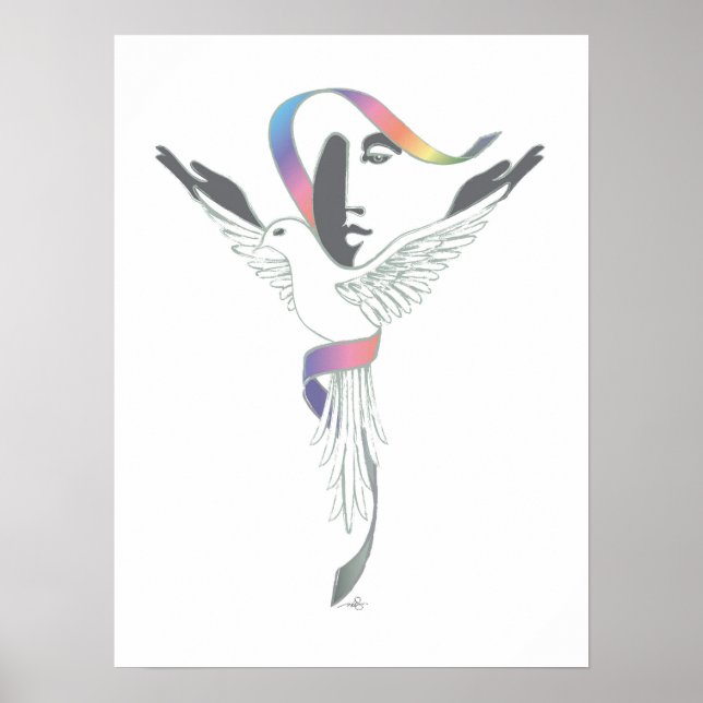 Von Frauen, weiße Taube Poster (Vorne)
