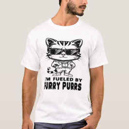 Von Furry Purrs geschürt Katzenschwarz Minimalisti T-Shirt