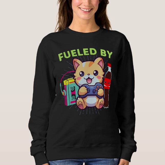 Von Gamer Cat Soda Pop & The 80er gespeist Sweatshirt (Vorderseite)