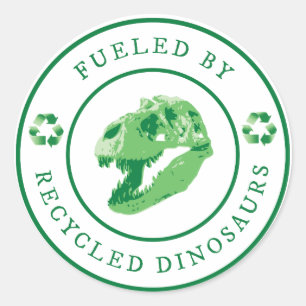 Von Gerecycelt Dinosauriern angeregt - grün Runder Aufkleber
