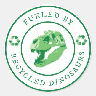 Von Gerecycelt Dinosauriern angeregt - grün Runder Aufkleber