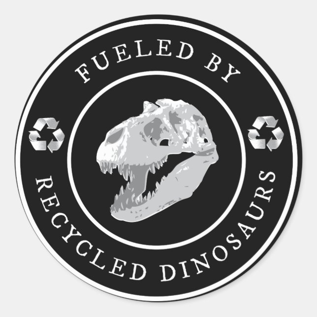 Von Gerecycelt Dinosauriern gespeist - weiß Runder Aufkleber (Vorderseite)