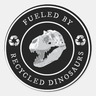 Von Gerecycelt Dinosauriern gespeist - weiß Runder Aufkleber