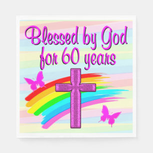 VON GOTT 60. GEBURTSTAG PRAYER PAPIER NAPKINS BLES SERVIETTE