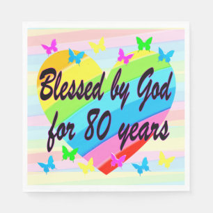 VON GOTT 80. GEBURTSTAG PAPIER PARTY NAPKINS GESCH SERVIETTE