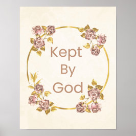 "Von Gott Bewahrt" Lila und Gold Kreisförmiges Flo Poster