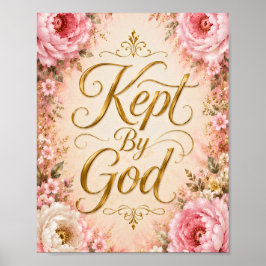 Von Gott Bewahrte Pinke und Weiße Florale Wandkuns Poster