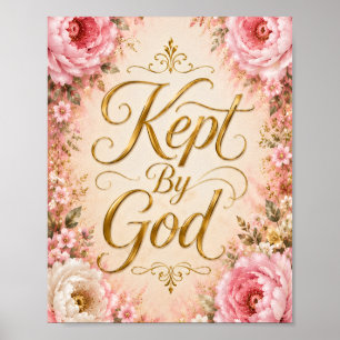 Von Gott Bewahrte Pinke und Weiße Florale Wandkuns Poster
