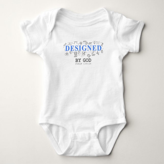 Von Gott entworfen - Männer und Jungen Christliche Baby Strampler (Vorderseite)