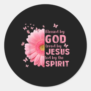 Von Gott geliebt von Jesus Blume Christlichen Kro Runder Aufkleber