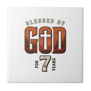 Von Gott Gesegnet 7 Jahre Vintage Christliches T-S Fliese