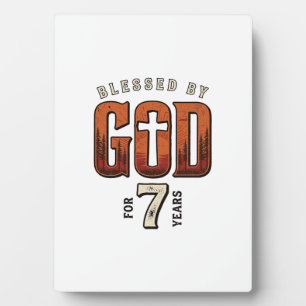 Von Gott gesegnet 7 Jahre Vintage Christliches T-S Fotoplatte
