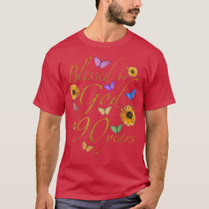 Von Gott gesegnet für 90 Jahre Schmetterling Sonne T-Shirt