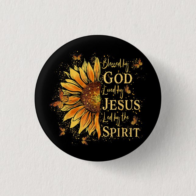 Von Gott gesegnet - von Jesus geliebt, Sonnenblume Button (Vorderseite)