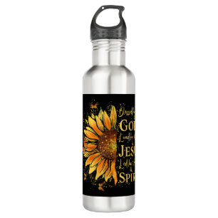 Von Gott gesegnet - von Jesus geliebt, Sonnenblume Edelstahlflasche