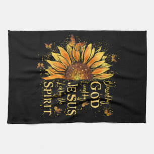 Von Gott gesegnet - von Jesus geliebt, Sonnenblume Geschirrtuch