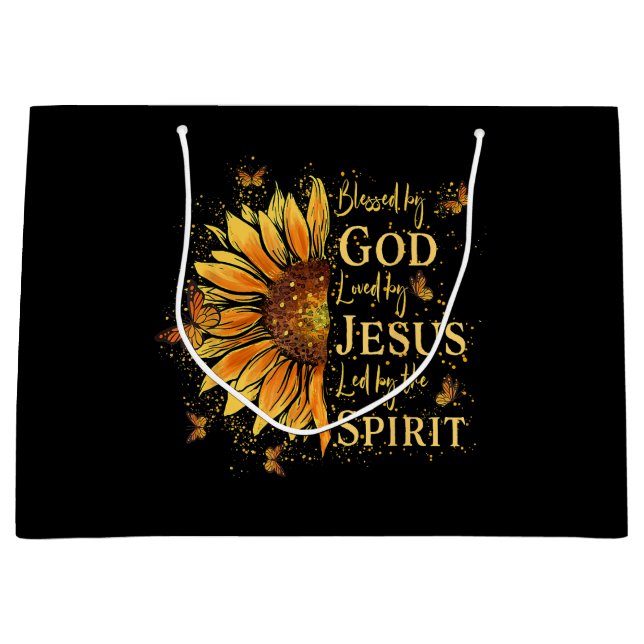 Von Gott gesegnet - von Jesus geliebt, Sonnenblume Große Geschenktüte (Vorderseite)