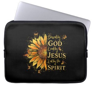 Von Gott gesegnet - von Jesus geliebt, Sonnenblume Laptopschutzhülle