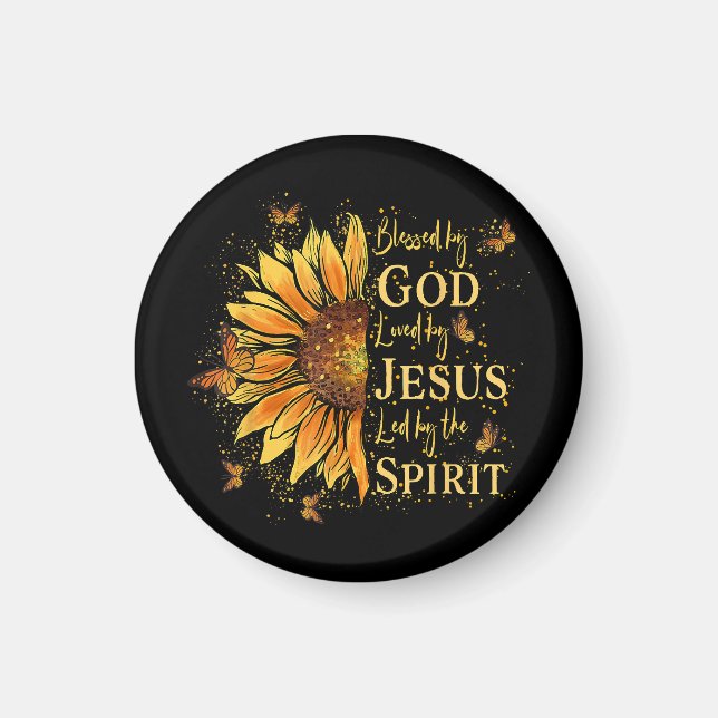 Von Gott gesegnet - von Jesus geliebt, Sonnenblume Magnet (Vorne)