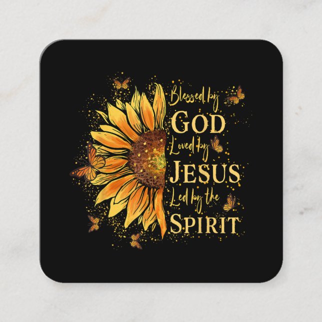 Von Gott gesegnet - von Jesus geliebt, Sonnenblume Quadratische Visitenkarte (Vorderseite)
