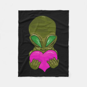 von grauer Alien mit Hecht in Liebe Aufkleber Fleecedecke