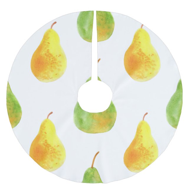 Von Hand gezeichnet Birnen, Aquarellbilder Polyester Weihnachtsbaumdecke (Vorderseite)