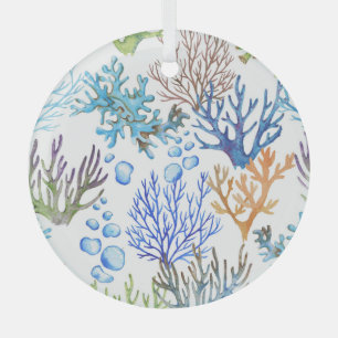 Von Hand gezeichnet Korallen: Unterwasser-Seemuste Ornament Aus Glas