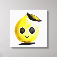 Von Hand Gezeichnet Lemon Emoji-Stretchkanvas druc