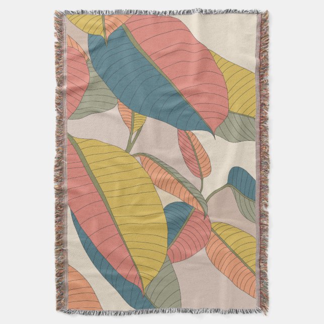Von Hand Gezeichnet Magnolia Tree Blätter Cotton W Decke (Vorderseite Vertikal)