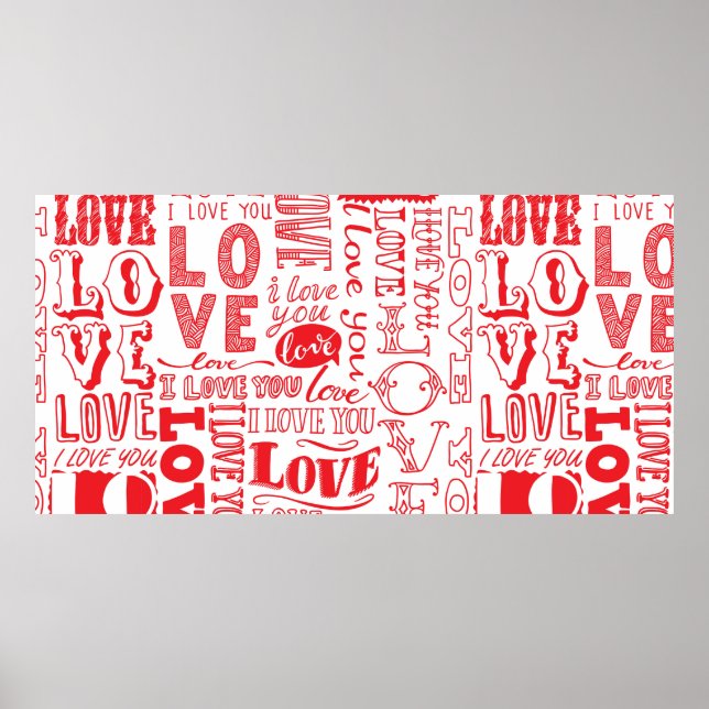 von Hand gezeichnet nahtloser Hintergrund mit Lieb Poster (Vorne)