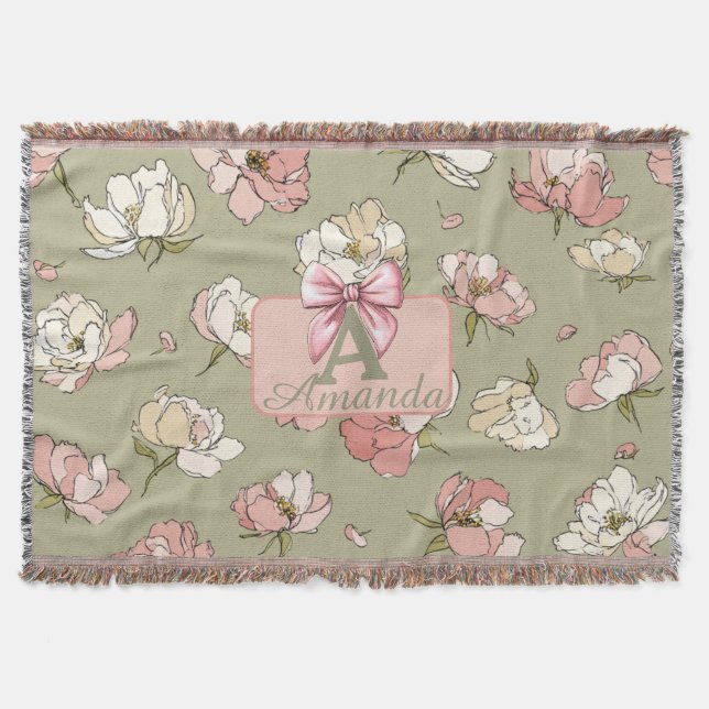 Von Hand Gezeichnet Peony Pattern Decke (Vorderseite)