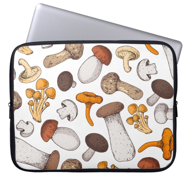 Von Hand gezeichnet Pilze: Nahrungshintergrund. Laptopschutzhülle (Vorderseite)