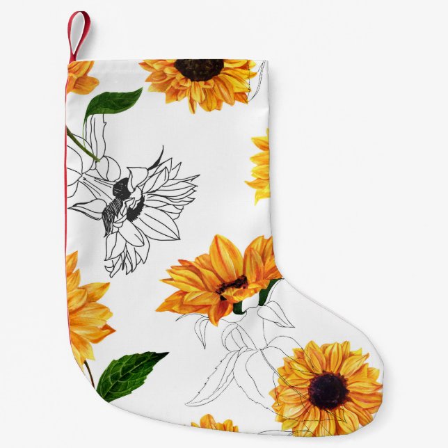 Von Hand gezeichnet Sonnenblumen: lebendiges gelbe Kleiner Weihnachtsstrumpf (Vorderseite)