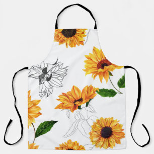 Von Hand gezeichnet Sonnenblumen: lebendiges gelbe Schürze