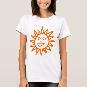 Von Hand gezeichnet Sun Motif - Orange T-Shirt